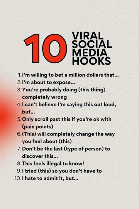 Want more Social Media hook ideas? Download my FREE guide jam packed with viral social media hooks so you can increase your reach and followers! Attention Grabbers Social Media, Viral Hook Ideas, Social Media Hooks, Content Examples, Hook Ideas, Organised Mum, Business Strategy Management, Digital Marketing Quotes, Social Media Marketing Manager