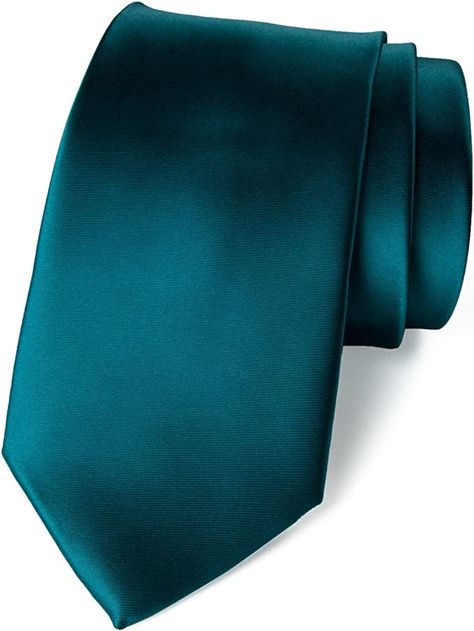 Spring Notion Men's Solid Color Satin Microfiber Tie, Regular Teal at Amazon Men’s Clothing store Tie Outfits Men, Tie Outfit, Fashion Show Dresses, Teal Tie, Wedding Party Outfits, Azazie Bridesmaid Dresses, Green Silk, Dress Code, Steel Blue