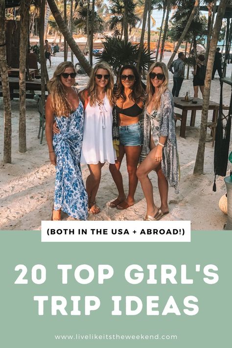 Looking for the top girls trip destinations? Click here for the best girls trip ideas for your next getaway. If you are looking to travel with friends, check out this guide to the best travel destinations for your group of friends. #girlstrip #traveldestinations #femaletravel | friend trip ideas | travel destinations | bucket list travel destinations | girls getaway destinations | fun girls trip | girls trip weekend | girls weekend ideas | girls trip weekend getaway | weekend getaway ideas | Best Girls Trip Destinations, Girls Weekend Ideas, Girls Trip Ideas, Bucket List Travel Destinations, Weekend Getaway Ideas, Friend Trip, Girls Trip Destinations, Vision 2023, Girls Trips