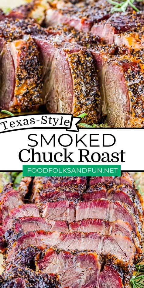 Chuck Roast Recipe, Easy Smoker Recipes, Traeger Cooking, Pellet Smoker Recipes, Smoked Chuck Roast, Traeger Grill Recipes, Chuck Roast Recipes, Pellet Grill Recipes, Traeger Recipes