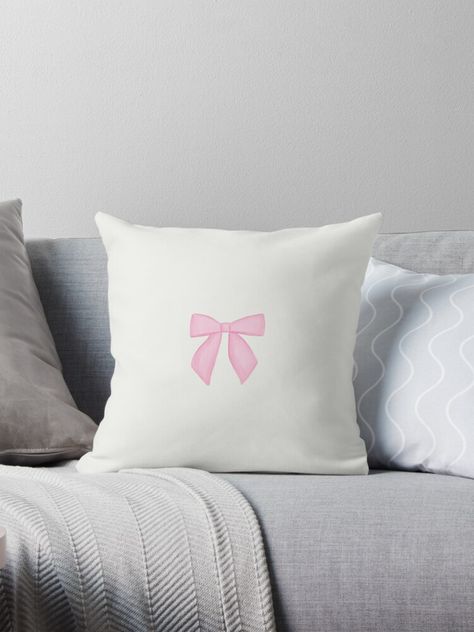 Get my art printed on awesome products. Support me at Redbubble #RBandME: https://www.redbubble.com/i/throw-pillow/dainty-aesthetic-pink-bow-by-simplygracie/151933042.5X2YF?asc=u Bow Pillow, Bow Pillows, Aesthetic Pink, A Pillow, Pink Bow, Pillow Design, Pillow Sale, Room Inspo, Pillow Case