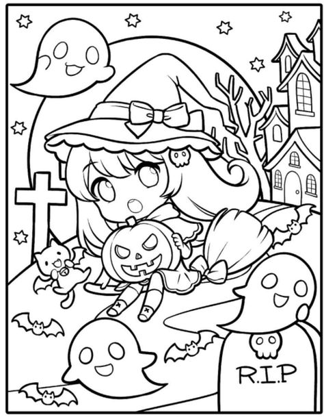 Spooky Christmas Coloring Pages, Y2k Coloring Pages, Manga Coloring Pages, Halloween Coloring Pages For Kids, Chibi Coloring Pages, Free Coloring Pages For Kids, Manga Coloring Book, Hello Kitty Colouring Pages, Bunny Coloring Pages