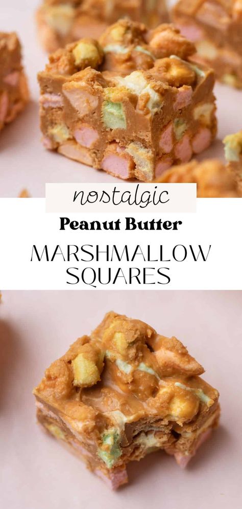 Confetti Squares, Peanut Butter Marshmallow Squares, Marshmallow Squares, Peanut Butter Squares, Retro Desserts, Peanut Butter Marshmallow, Square Recipes, Butterscotch Chips, S'mores