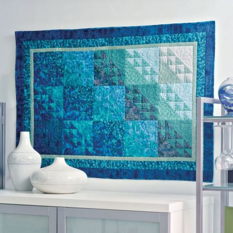 Teal can be either a calming fabric in a quilt or a bold pop of color. But no  matter how you intend to use it, it's definitely impactful and beautiful in  any project! Seaside Quilt Patterns, Ocean Theme Quilt, Blue And Green Quilt, Pineapple Quilts, Ocean Quilt, Teal Quilt, Watercolor Quilt, Ocean Fabric, Blue Quilt