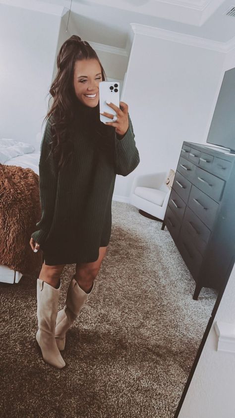 Cold Weather Church Outfit, Pink Dress Concert, Light Jeans Outfit Fall, Cold Football Game Outfit, Dress Concert Outfit, Fall Church Outfits Women, Jeans Outfit Fall Casual, Sweater Dress Outfit Fall, Light Jeans Outfit