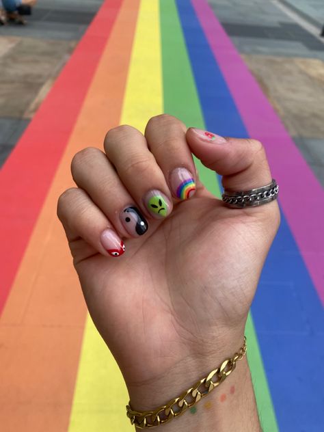 NAILS
PRIDE 
GAY 
ART 
DRAWING 
NAIL ART Masculine Pride Nails, Pride Nails Aesthetic, Fun Short Nails Art Ideas, Gay Nail Art, Pride Inspired Nails, Nails Inspiration For Short Nails, Queer Nails Art, Gay Nails Design, Men Nails Art