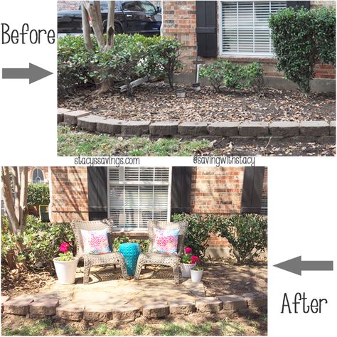 Front Yard Sitting Area Before and After Backyard Sitting Area, Backyard Sitting Areas, Front Yard Patio, Front Yards Curb Appeal, Outdoor Sitting Area, Small Front Yard, Plans Architecture, Backyard Seating, Front Yard Design