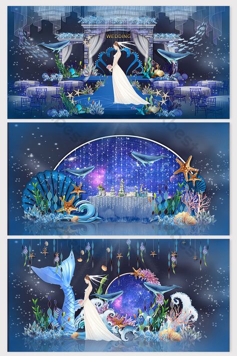 Mythical Wedding, Underwater Wedding, Wedding Business Card, Deco Ballon, Fantasy Star, Underwater Theme, Ocean Wedding, Wedding Stage Design, Moon Wedding