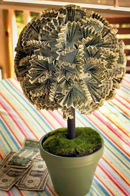 Plays With Needles: The Money Tree Money Balloon, Money Frame, Money Birthday Cake, Graduation Money Gifts, Paper Watch, Money Flowers, Graduation Money, Money Bouquet, Creative Money Gifts