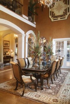 Formal Dining Room Table, Dining Room Paint Colors, Dining Room Table Centerpieces, Dining Room Paint, Dining Design, Tuscan House, Beautiful Dining Rooms, Tuscan Decorating, Luxury Dining Room