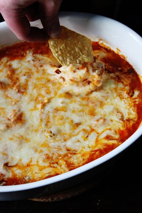 Chicken Enchilada Dip - BettyCrocker.com Campbells Chicken Enchiladas, Gluten Free Chicken Enchiladas, Enchilada Dip, Chicken Enchilada Dip, Low Carb Crock Pot Recipes, Crock Pot Dips, Gluten Free Puff Pastry, Recipes With Enchilada Sauce, Mexican Appetizers