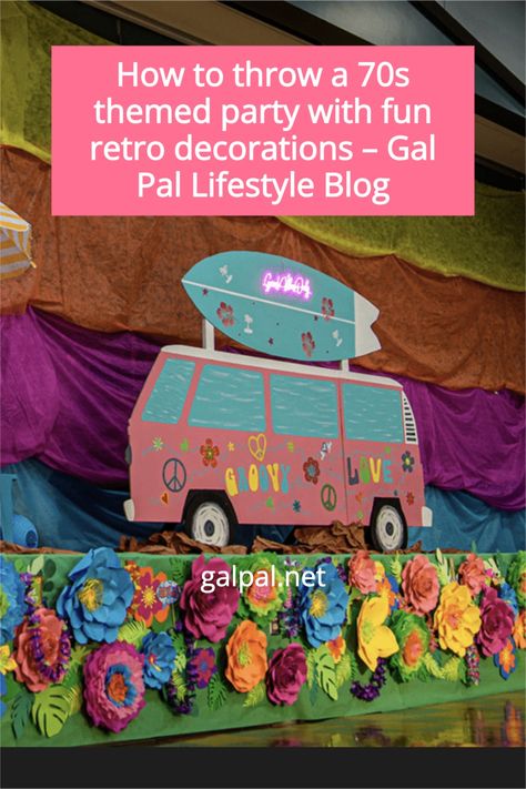 Seventies Party Ideas 1970s, 70 Themed Birthday Party Ideas, 1970s Decorations Party, 60s 70s Party Decorations, Seventies Party Decorations, Decades Party Decorations Diy, Diy 70s Decor Parties Decorations, 1970s Decor Party, 70s Theme Decorations