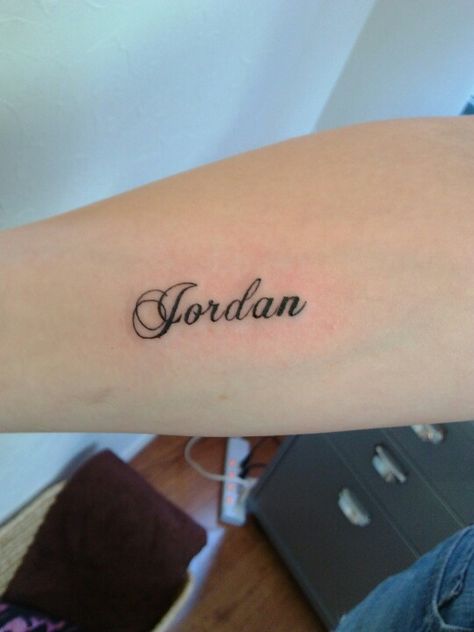 My first tattoo (youngest son's name ) Jordan Name Tattoo Ideas, Jordan Tattoo Name, Jordan Name Tattoo, Jordan Name, The Font, Name Tattoo, First Tattoo, Tattoo Quotes, Tattoo Ideas