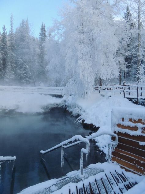 The Liard River Hot Springs in Northern BC (along the Alaska Highway) would be spectacular to visit during winter when snow covers most of the surrounding forest. "Liard's Hot Springs , British Columbia , Canada" #explorebc Hot Springs Winter, Oregon Hot Springs, Alaska Living, West Coast Canada, Vacation List, Alaska Highway, Visit Alaska, Beautiful Canada, Travel Canada