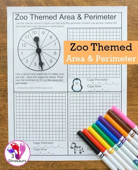 Area Lesson, Area And Perimeter Worksheets, Perimeter And Area, Zoo Activities, November Books, 3 Dinosaurs, Zoo Theme, Math Pages, Math Riddles