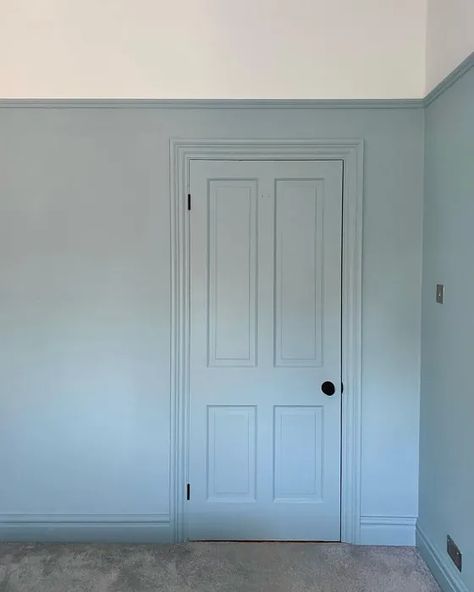 Farrow And Ball Hazy, Farrow And Ball Borrowed Light Bedrooms, Hazy Farrow And Ball, Farrow And Ball Nursery, Guest Room Color Scheme, January Projects, Edinburgh Flat, Guest Room Colors, Light Blue Bedroom