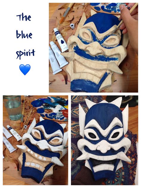 Diy Atla Crafts, Avatar Ceramics, Nerdy Clay Projects, Avatar Diy Crafts, Avatar The Last Airbender Room Decor, Avatar The Last Airbender Clay, Avatar The Last Airbender Crafts, Avatar The Last Airbender Diy, Blue Spirit Avatar