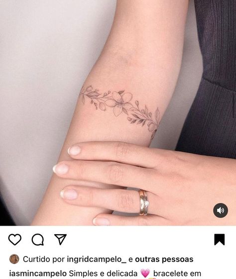 Upper Arm Cuff Tattoo, Floral Wrist Tattoo Bracelets, Floral Wrist Tattoo, Arm Cuff Tattoo, Tattoo Bracelets, Cuff Tattoo, Upper Arm Cuff, Pawprint Tattoo, Upper Arm Cuffs