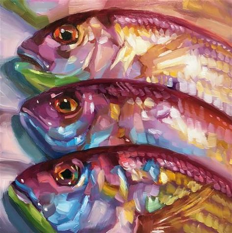 Holly Storlie Art, Fish Gouache, Holly Storlie, Fish Artwork, Oil Painting Inspiration, Sea Life Art, Big Art, A Level Art, Art Prompts