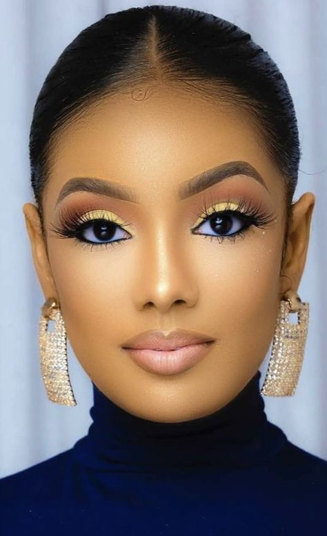 Makeup Looks For A Yellow Dress, Black Bridal Makeup, Beautiful Wedding Makeup, Maquillage Yeux Cut Crease, Brown Girls Makeup, Makeup For Black Skin, Brown Skin Makeup, Beauty Make-up, Braut Make-up