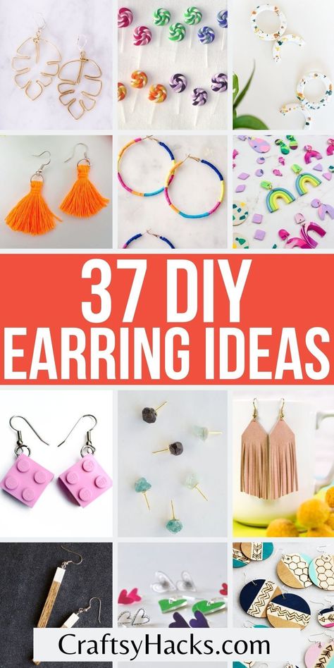 Diy Earrings For Beginners, Easy Garden Decor, Easy Jewelry Making Ideas, Free Jewelry Making Projects, Diy Earrings Tutorial, Making Jewelry For Beginners, Diy Earrings Easy, Diy Jewelry To Sell, Earrings Diy Handmade