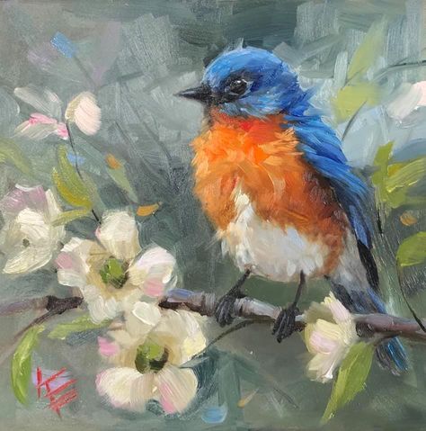 Birds Painting Acrylic Canvases, Acrylic Bird Paintings On Canvas, Krista Eaton, Bird Painting Acrylic, Bird Paintings On Canvas, Blue Bird Art, Bird Watercolor Paintings, Daily Painters, Bird Paintings