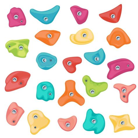 Holds for rock climbing on bouldering wall. Grips and pitches set for extreme sport. Vector Climbing Wall Holds, Rock Climbing Holds, Bouldering Wall, Sport Vector, Climbing Holds, Extreme Sport, Climbing Wall, Tree Saw, Heart Tree