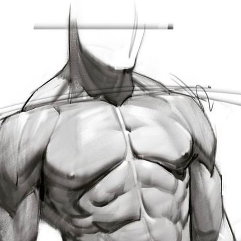 Chest Muscles Anatomy Drawing Reference, Chest Muscles Reference, Male Body Shading, Armpit Muscle Reference, Muscular Man Anatomy Drawing, Muscle Shading, Abs Tutorial, Muscles Art, Body Shading