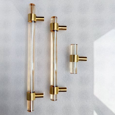 What could be more elegant and chic for your home decor than these stunning cabinet pulls? Crafted by hand with exceptional attention to detail, this set of champagne crystal handles will elevate the look of any piece of furniture. For added glamour, the champagne-colored glass is the perfect eye-catching accent. This set of stunning quality cabinet hardware includes 4 sizes:  Knob | length 60 mm;  Pull S | hole space 96 mm;  Pull M | hole space 128 mm;  Pull L | hole space 160 mm;  giving you o Glass Drawer Pulls, Glass Dresser, Kitchen Pulls, Wardrobe Handles, Glass Bar, Dresser Pulls, Cabinet Door Handles, Furniture Knobs, Glass Knobs