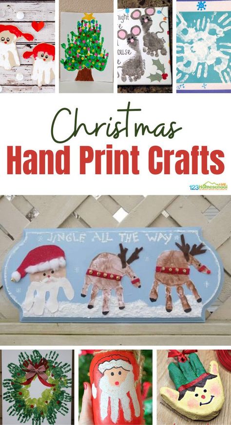 Christmas Hand Print, Hand Print Crafts For Kids, Hand Print Crafts, Handprint Art Christmas, Christmas Handprint Art, Kindergarten Christmas Crafts, Baby Christmas Crafts, Print Crafts, Christmas Handprint Crafts