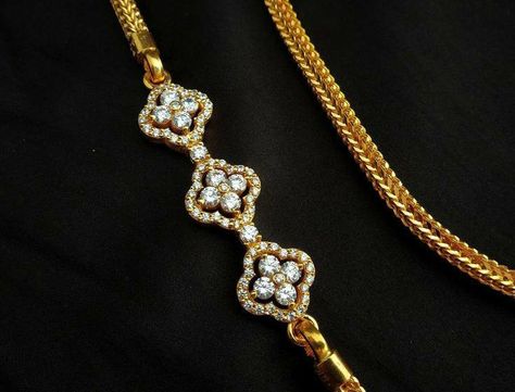 Mogapu Thali Chain Diamond, Mopu Designs Gold Tali, Mogapu Thali Chain, Mopu Designs Gold, Diamond Mugappu, Mugappu Chain, Thali Chain, Pretty Gold Necklaces, Fashion Jewelry Necklaces Gold