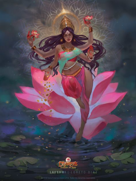 Lakshmi / MyL Indian Comics, Saraswati Goddess, South Asian Art, Indian Goddess, Hinduism Art, Vedic Art, Goddess Artwork, Gambling Games, Hindu Mythology