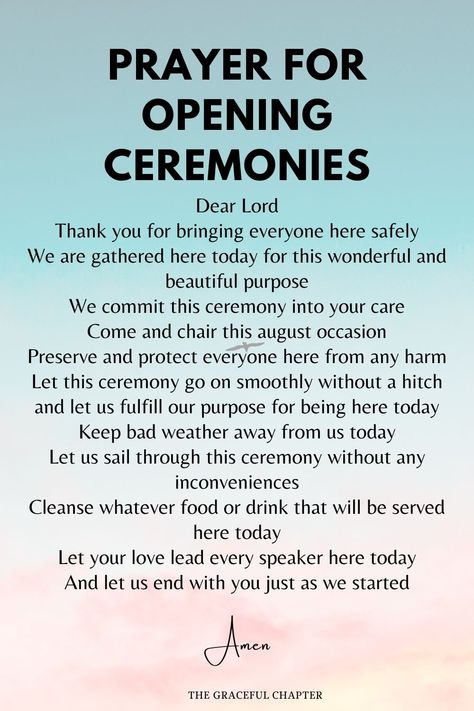 Prayer for Opening Ceremonies Prayer For Graduation Ceremony, Opening Prayer For School, Short Opening Prayer For School, Short Prayer Before Class Starts, Opening Prayer For Church Service, Opening Prayer For Class, Opening Prayer For Meeting, Wedding Prayers, Graduation Prayers