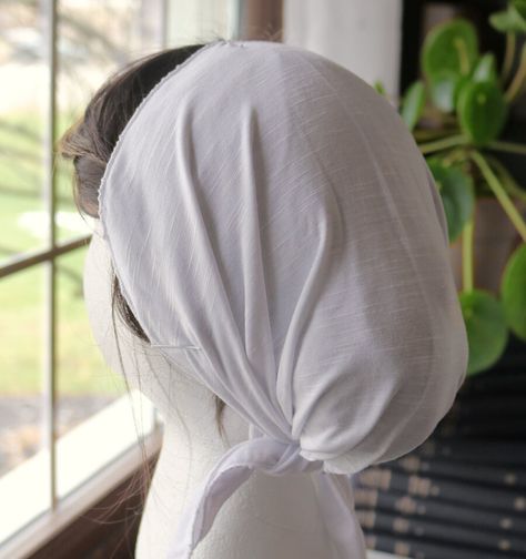 Hair Veiling Pagan, Catholic Head Covering, Orthodox Head Covering, Christian Head Covering Style, Christian Veiling Styles, Head Covering Pattern, Pagan Veiling Styles, Veiling Styles, Headcovering Pattern