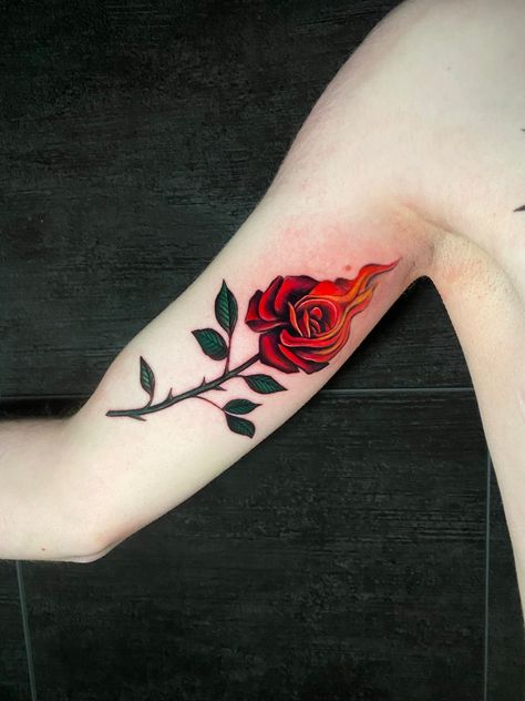 Burning Rose Tattoo, Burning Rose, Blue Rose Tattoos, Rose Tattoo, Blue Rose, Body Art Tattoos, I Tattoo, Watercolor Tattoo, Tatting