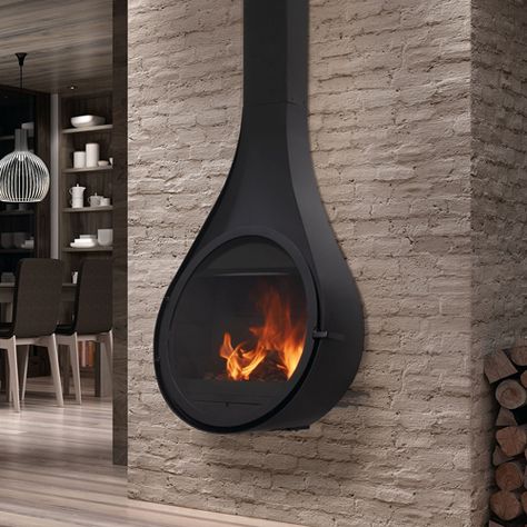 Contemporary Wood Burning Stoves, Hanging Fireplace, Wood Stove Fireplace, Pellet Stove, Log Burner, Vertical Design, Stove Fireplace, Light My Fire, Home Fireplace