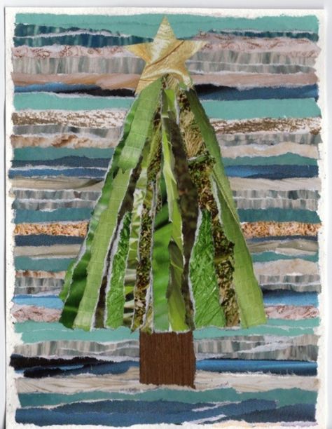 christmas tree collage Christmas Tree Collage Art, Paper Collage Christmas Card, Christmas Card Collage Ideas, Collage Christmas Tree, Christmas Cards Collage, Christmas Collage Art, Christmas Tree Collage, Collage Christmas Cards, Christmas Card Collage