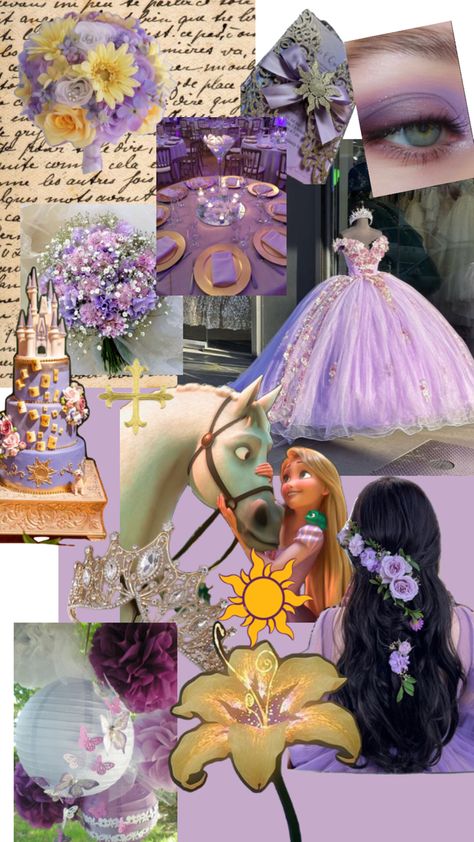 Rapunzel Quinceanera Theme, Rapunzel Wedding Theme, Purple Quinceanera Theme, Bolo Rapunzel, Rapunzel Wedding, Tangled Wedding, Sweet 15 Party Ideas Quinceanera, Quince Themes, Sweet 15 Party Ideas