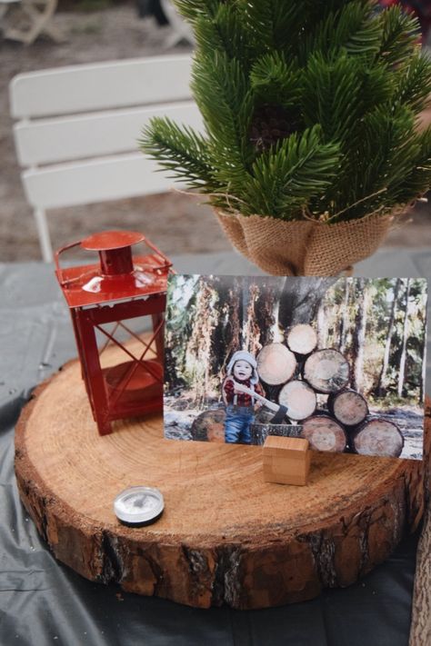 Lumberjack party center pieces first birthday. Forgot to add the tea lights back in. Lumberjack Centerpieces 1st Birthdays, Lumberjack First Birthday Centerpieces, Lumberjack Centerpieces, First Birthday Activities, First Birthday Centerpieces, First Birthday Winter, Lumberjack Birthday Party, Lumberjack Birthday, Lumberjack Party