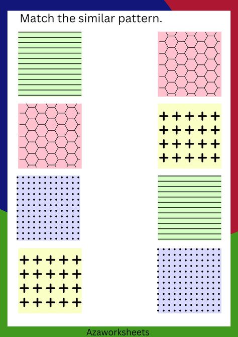 Match the similar pattern worksheets for preschoolers and nursery students... Pattern Matching Worksheet, Patterns Worksheet, Worksheets For Preschoolers, Pattern Worksheet, Matching Worksheets, Reasoning Skills, Matching Patterns, Toddler Learning Activities, Preschool Learning Activities