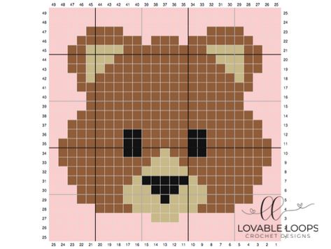 Crochet Bear Emoji Graph Pattern Cross Stitch Teddy Bear Pattern, Lovable Loops Crochet, Bear Diy Crafts, Bear Pixel Pattern, Bear Pixel Art, Bear Cross Stitch Pattern, Bear Emoji, Bear Cross Stitch, Crochet Graphs