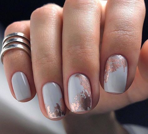 Gold Toe Nails, Heart Nail Designs, Pointy Nails, Rose Gold Nails, Makijaż Smokey Eye, Popular Nails, Foil Nails, Coffin Nails Designs, Square Nails