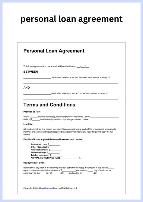 Loan Agreement Form, Promissory Note, Legal Forms, Loan Application, Document Sign, Personal Loan, Form Template, Ms Office, Notes Template