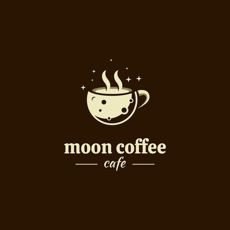 Space Cafe Logo, Moon Coffee Logo, Moon Cafe Logo, Moon Logo Ideas, Coffee Logo Design Ideas, Cafe Logo Ideas, Moon Logo Design, Coffee Logos, Coffee Logo Design