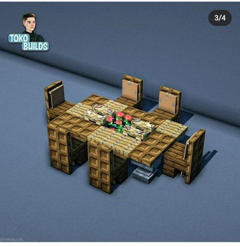 Minecraft Outside Table, Dining Table Minecraft Ideas, Minecraft Dinner Table Ideas, Minecraft Dining Table Ideas, Table Minecraft Ideas, Dinner Table Minecraft, Table Design Minecraft, Tables Minecraft, Dining Table Minecraft