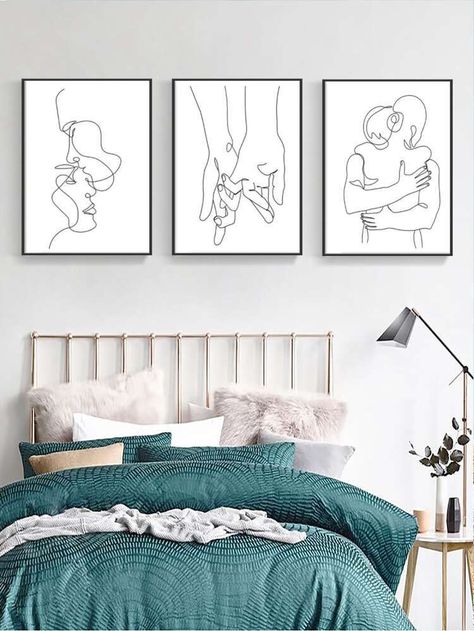 Painting Above Bed, Bedroom Wall Decor Above Bed, Room Makeover Bedroom, Home Decor Paintings, Bedroom Art, Rooms Home Decor, Decoration Design, Bedroom Wall Art, Wall Decor Living Room