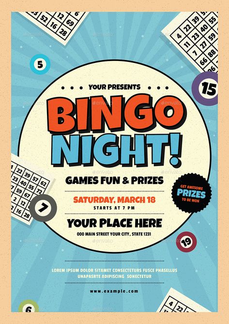 Bingo Poster, Bingo Event, Event Ads, Poker Poster, Charity Work Ideas, Bingo Party, Bingo Night, Games Night, Bingo Template