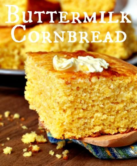 BUTTERMILK CORNBREAD....the most moist, delicious, and sweetest cornbread ever!!! Big hit!!!! Homemade Buttermilk Cornbread, Fluffy Cornbread, Buttermilk Cornbread, Southern Cornbread, Homemade Buttermilk, Cornbread Recipe, Corn Bread Recipe, Breads And Rolls, Bread Muffins