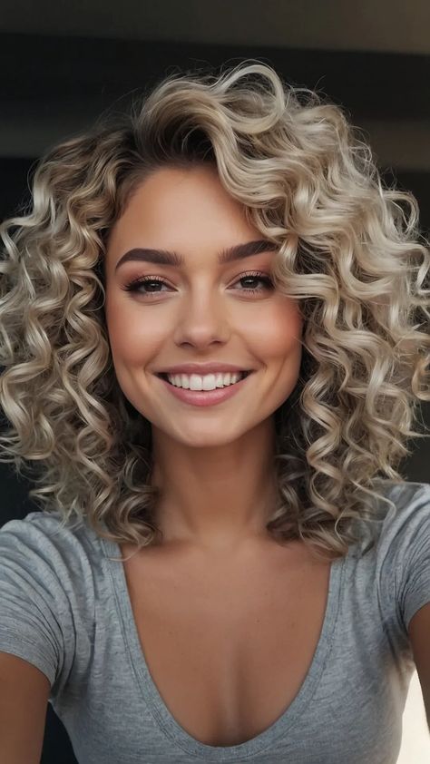 Must-Try Curly Hairstyles This Fall - Fads Curly Hair For School, Curls For Short Hair, Wavy Mid Length Hair, Curly Hairstyles Ideas, Mid Length Curly Hairstyles, Best Curly Hairstyles, Cute And Easy Hairstyles, Curly Hair Model, Feathered Hair Cut