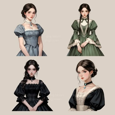 Victorian Hairstyles Drawing, Character Art Woman, Victorian Anime, Espresso Hair, Vector Art Illustration Graphics, Espresso Hair Color, Escher Art, Royal Clothes, Fantasy Wolf